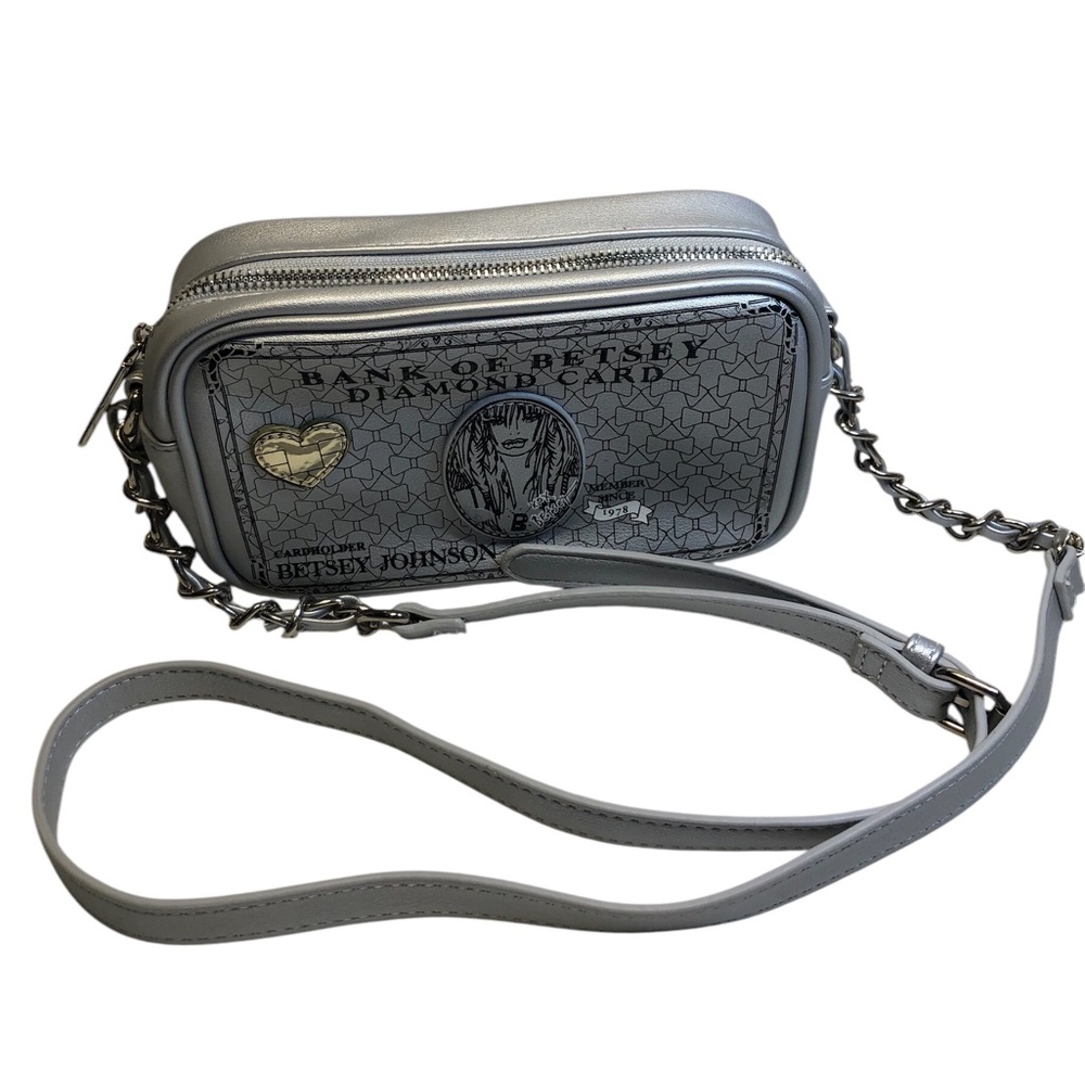 Betsey Johnson Silver XO Card Bank Of Betsey Diamond Card HandBag/crossbody